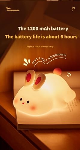 Night Light, LED Squishy Novelty Animal Night Lamp, Food Grade Silicone Rabbit