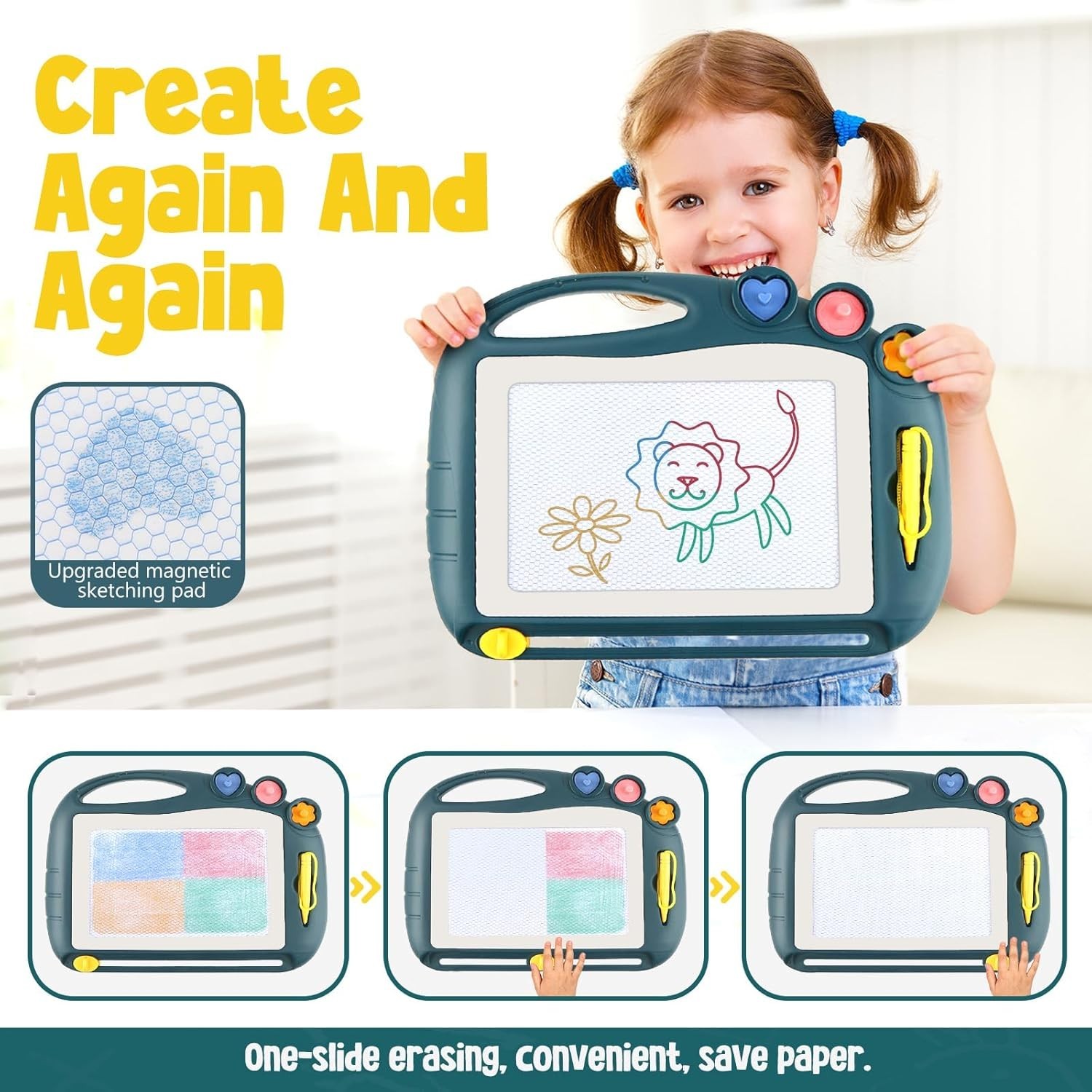 Magnetic Drawing Board for Toddlers, Sketch Pad for Ages 1-3, Kids Toy Gift