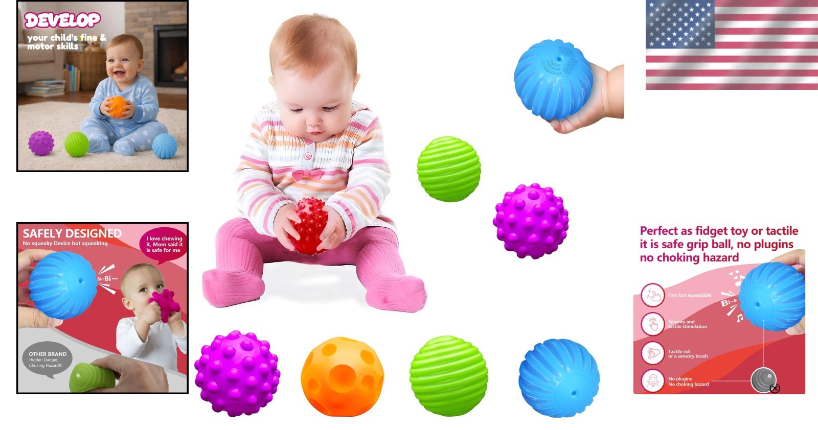 Colorful Baby Balls 3-12 – Soft Textured Sensory Toys