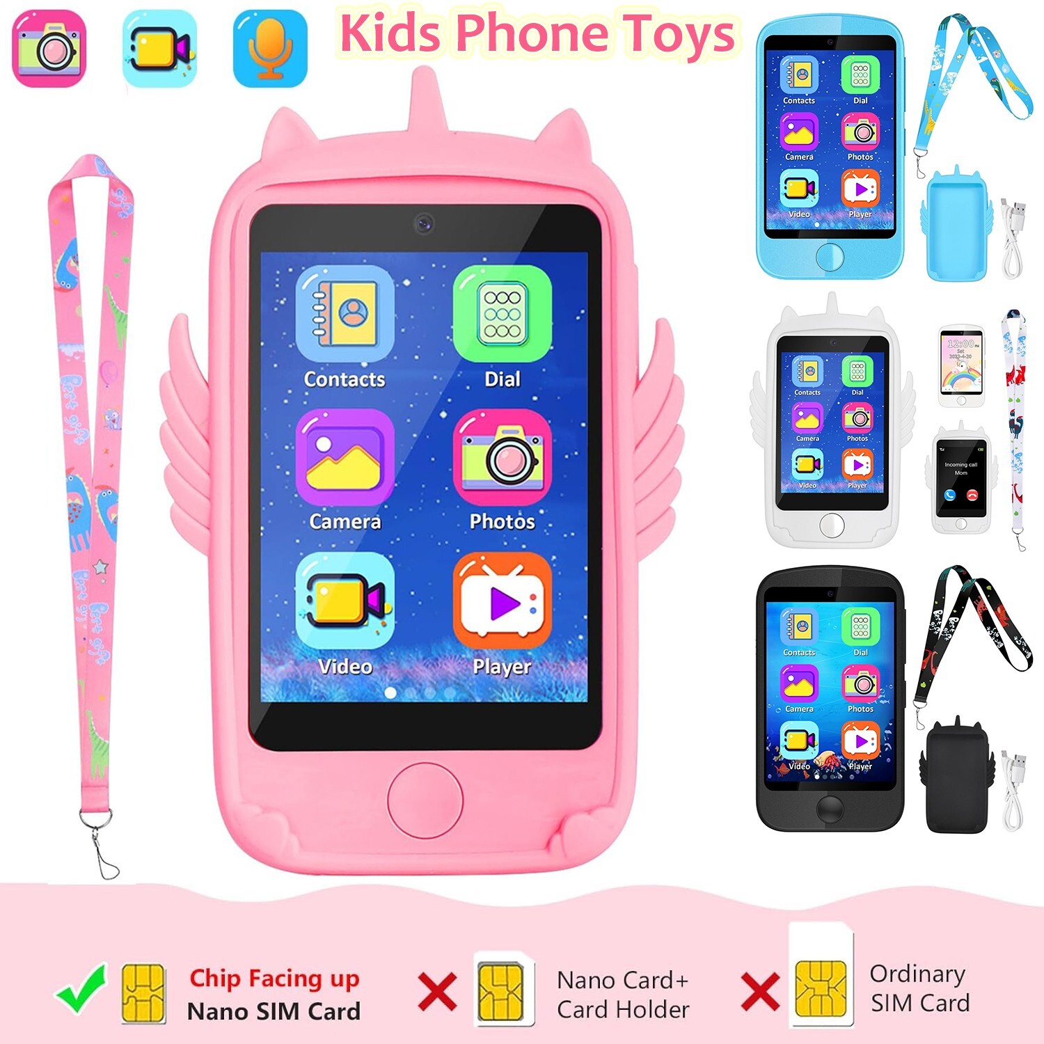 Kids Smart Phone Touchscreen Phone Smartwatch Educational Play Phone Toys Gift