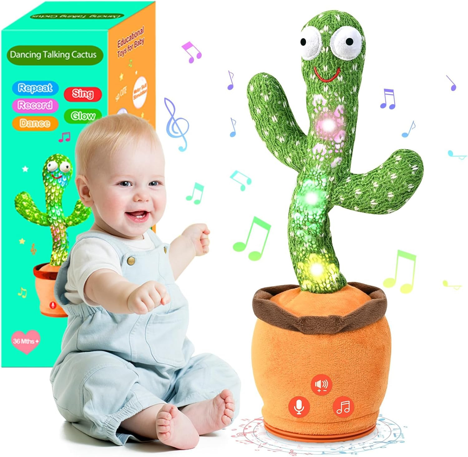 Dancing Talking Cactus Baby Toys 0-6 3-6 6-12 12-18 Months, Toddler Boys Girls G
