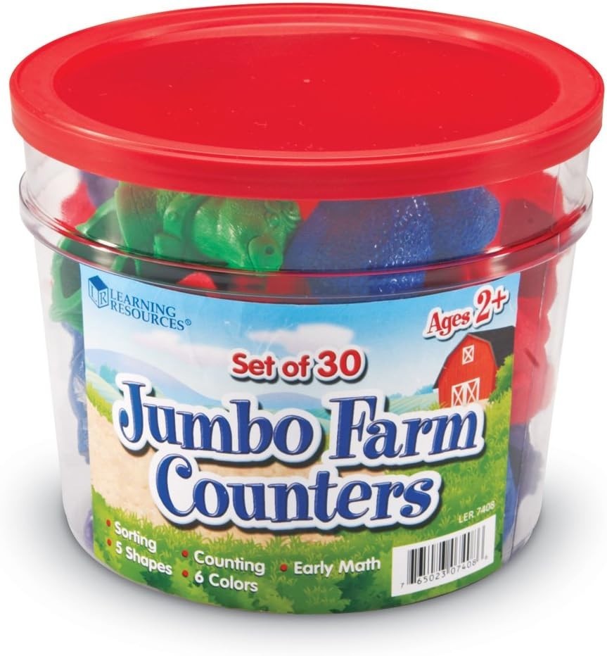 Multi-Color Jumbo Farm Counters – 30 Piece Educational Toy for Imaginative Play