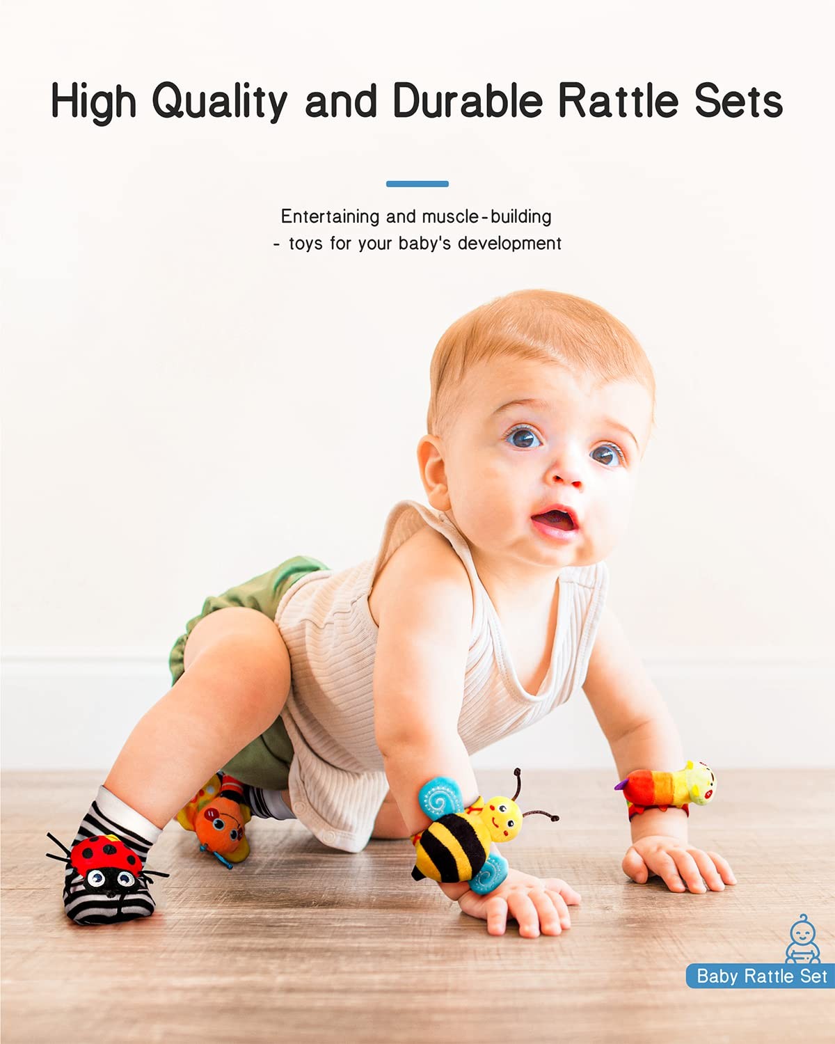 Infinno Baby Wrist Rattle Socks and Foot Finder Set Perfect Baby Toys for 0-12