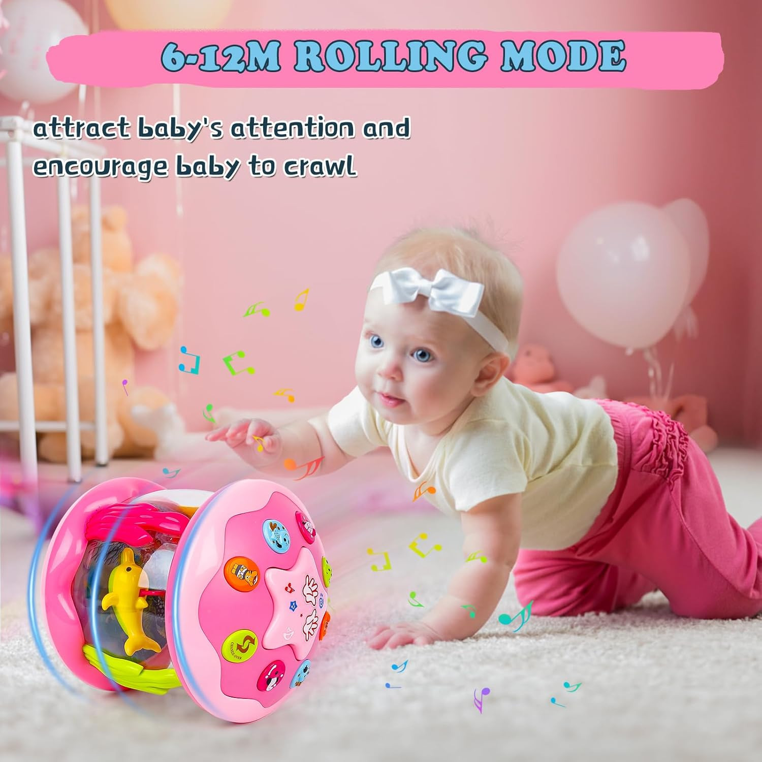 Baby Girl Toys 6-12 Months – Babies Ocean Rotating Projector Light up Musical To