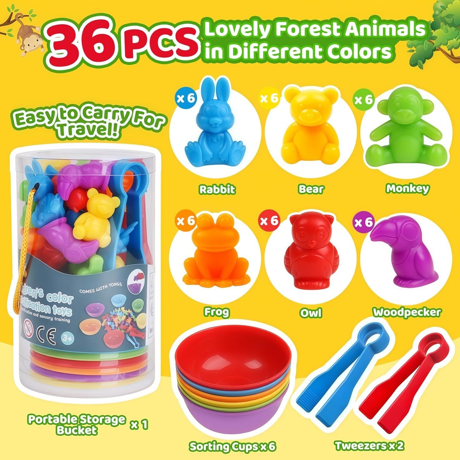 Counting Animals Color Sorting Matching Games with Sorting Bowls Montessori S…