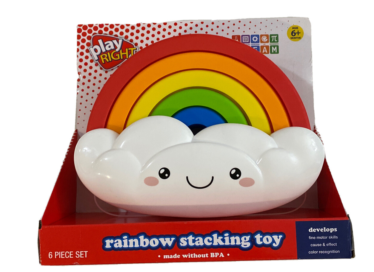 Play Right Rainbow Stacking Toy Develops Fine Motor Skills Etc 6 Piece Set NEW