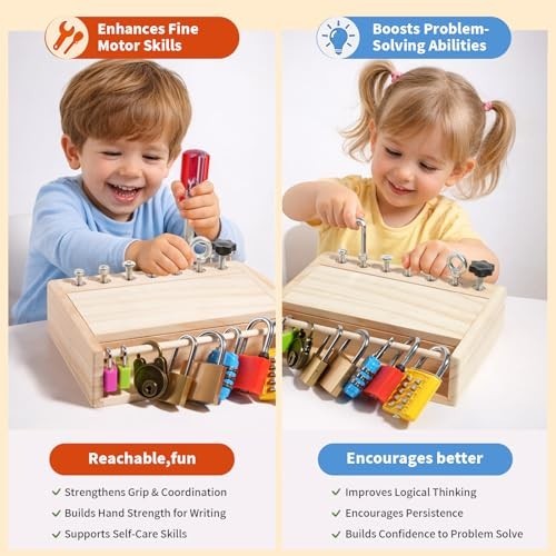 Montessori Toys for 3 4 5 6 Year Old Birthday Gift | Screwdriver Board Set,Lock