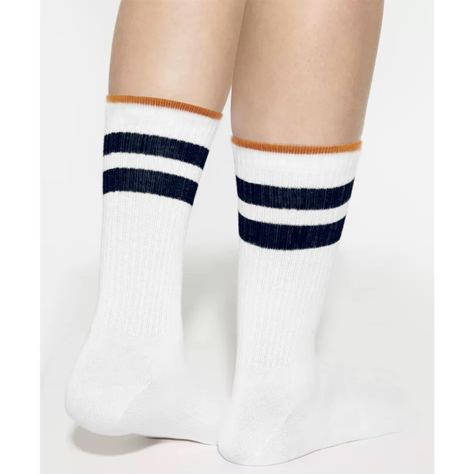 Fszsaa Fun Novelty Socks For Women Striped Retro Sporty Calf Socks Casual Cot…
