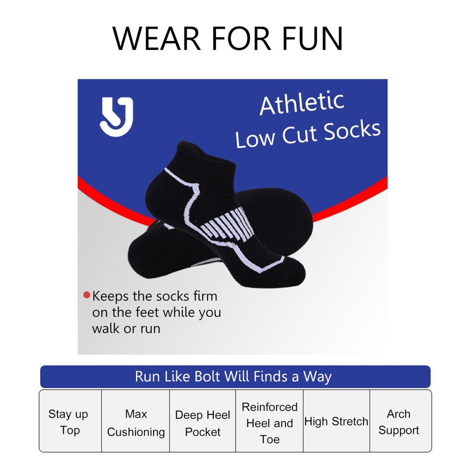 JOYNÉE Mens Low Cut Casual Socks 6 Pack Men Comfort Cushioning Ankle Athlet