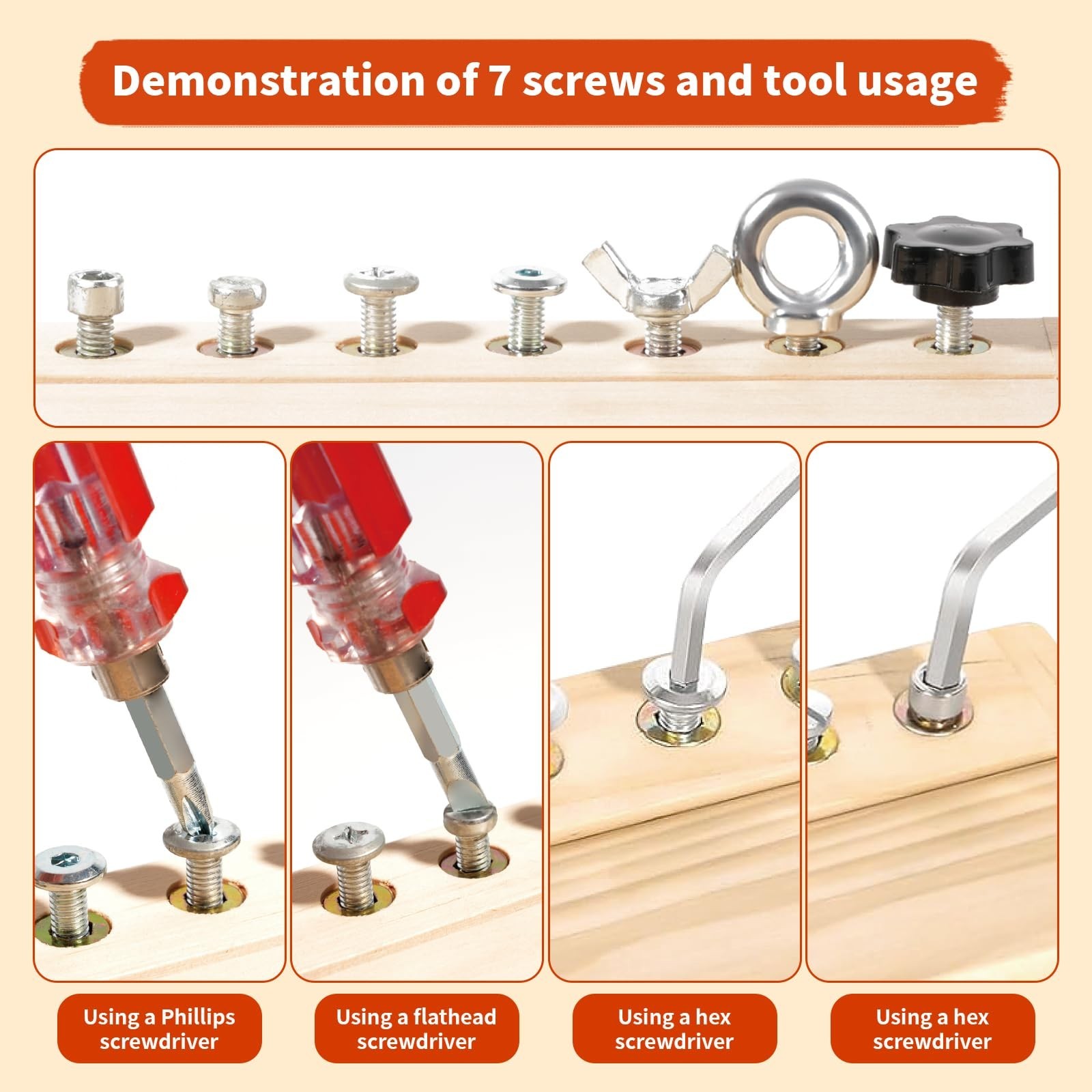 Montessori Toys for 3 4 5 6 Year Old Birthday Gift | Screwdriver Board Set,Lock