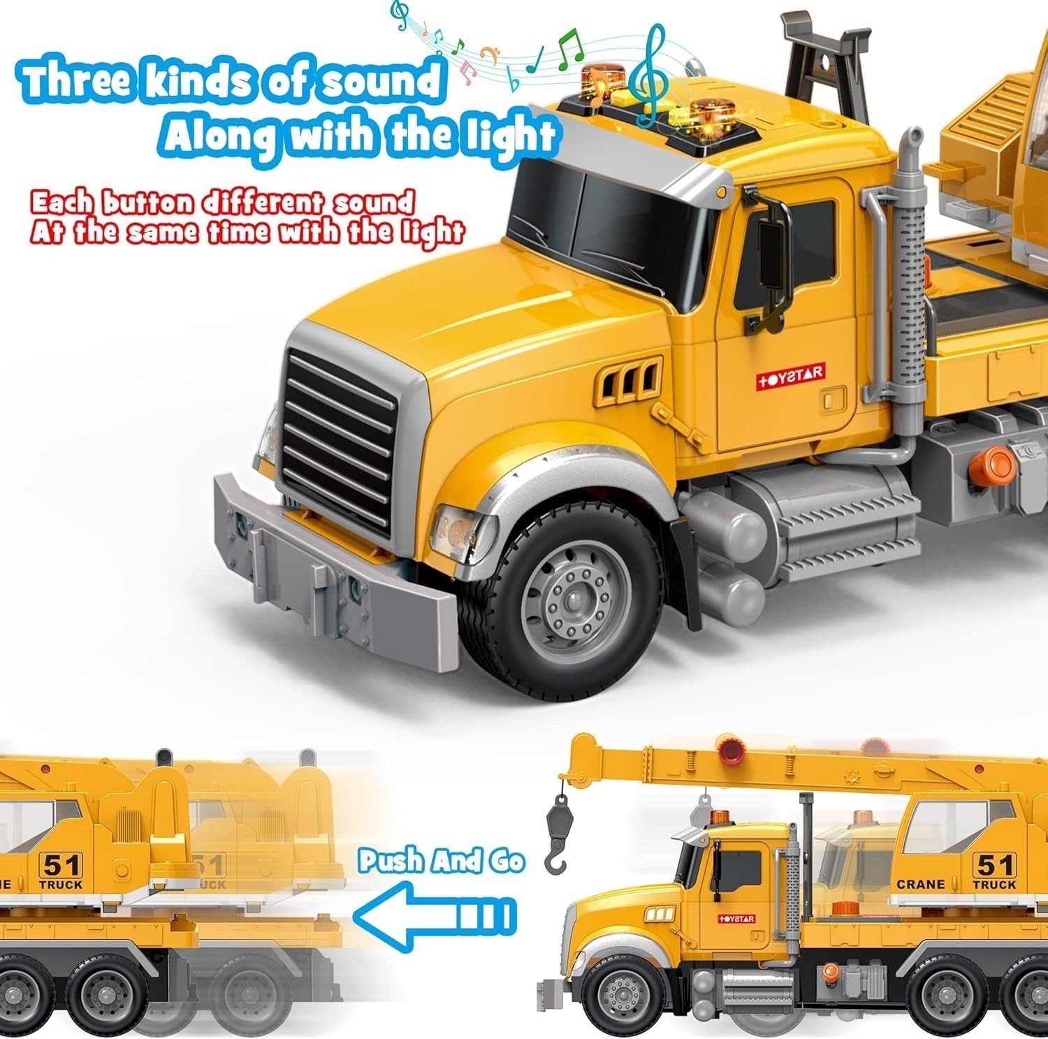 Kids Toys for 3 4 5 6 7 8 Years Old Boys Crane Truck Toy Friction Truck Vehicle