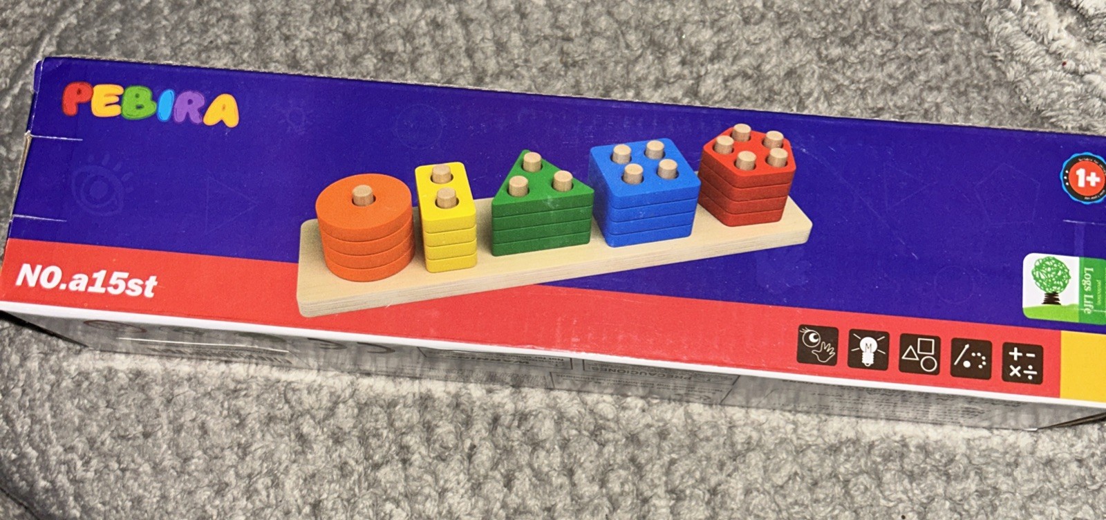 Montessori Wooden Sorting & Stacking Toy – Educational Puzzle for Toddlers 1-3,