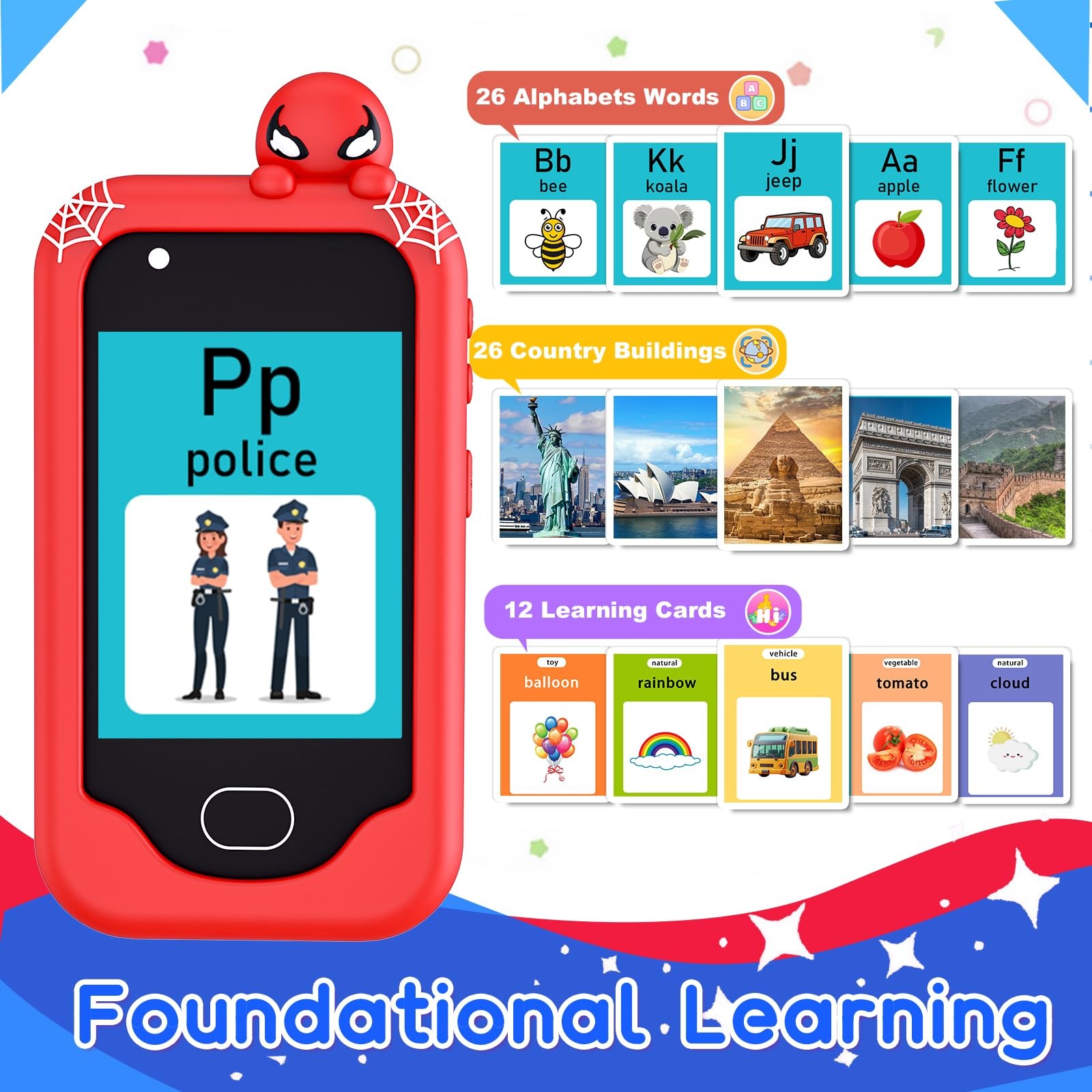 Kids Smart Phone， Toddler Easter Birthday Gift for Age 3-10, Touchscreen Kids…