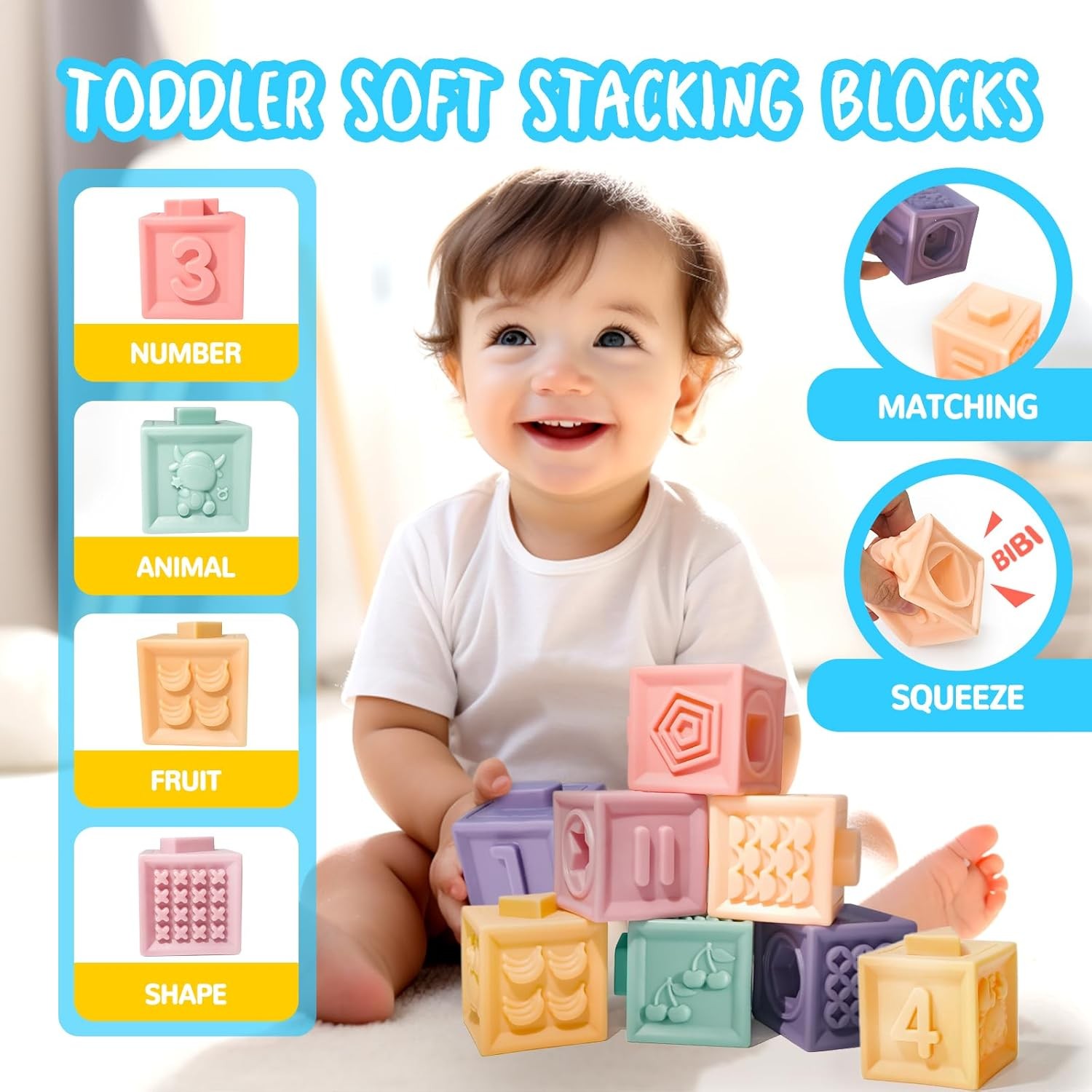Montessori Toys for Babies 0-3-6-12 Months, 6 in 1 Baby Toys 4 5 6 7 8 9 Month