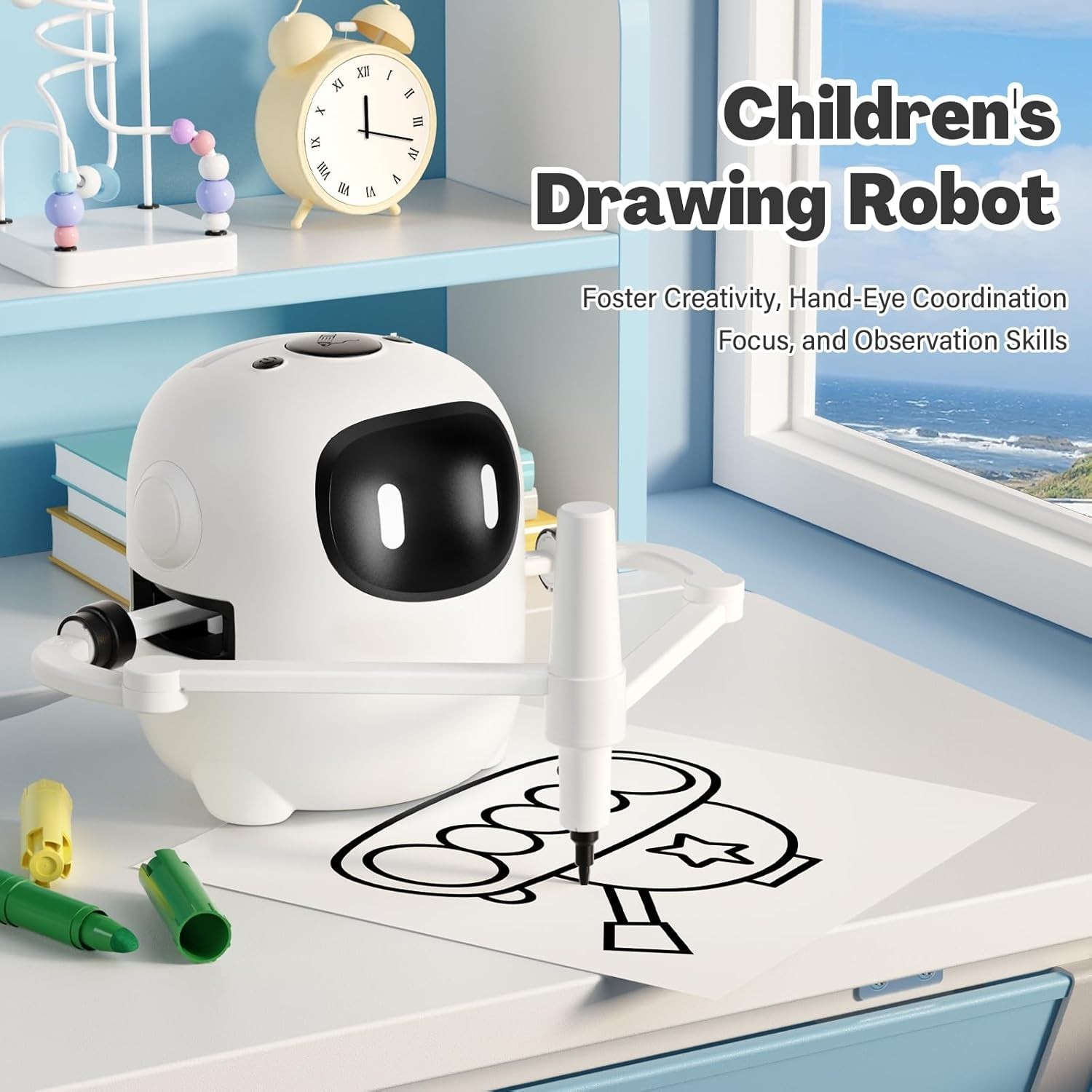 Robot de dibujo para niños con 150 tarjetas, máquina de dibujo educativa