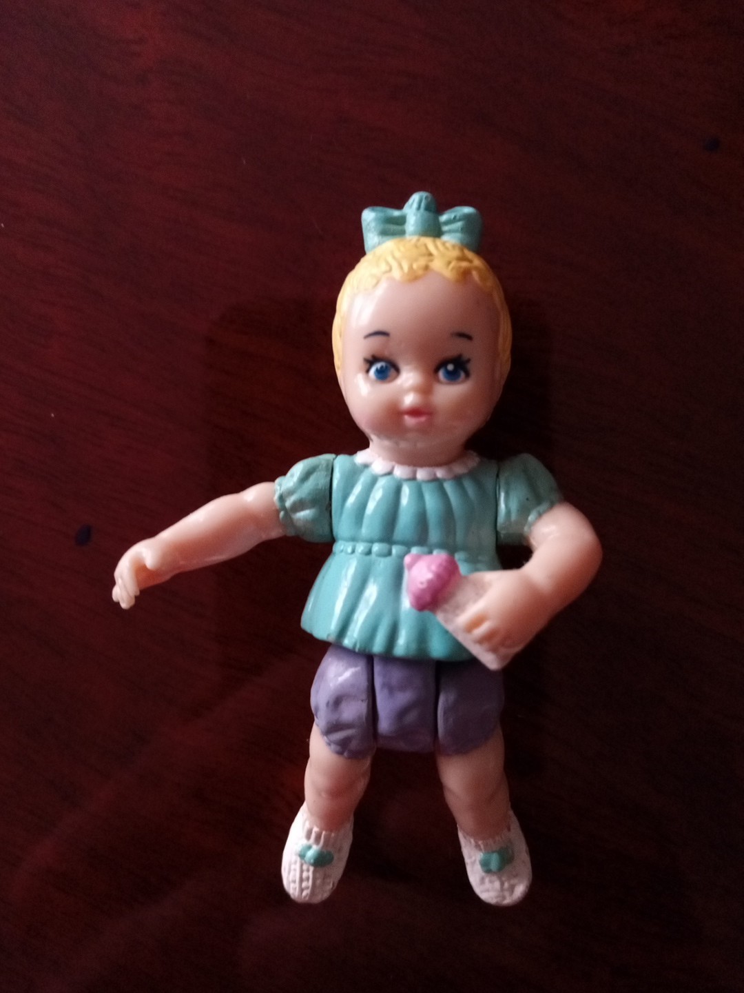 Loving Family Playskool Dollhouse Blonde Baby Girl Doll Teal Lavender Toddler