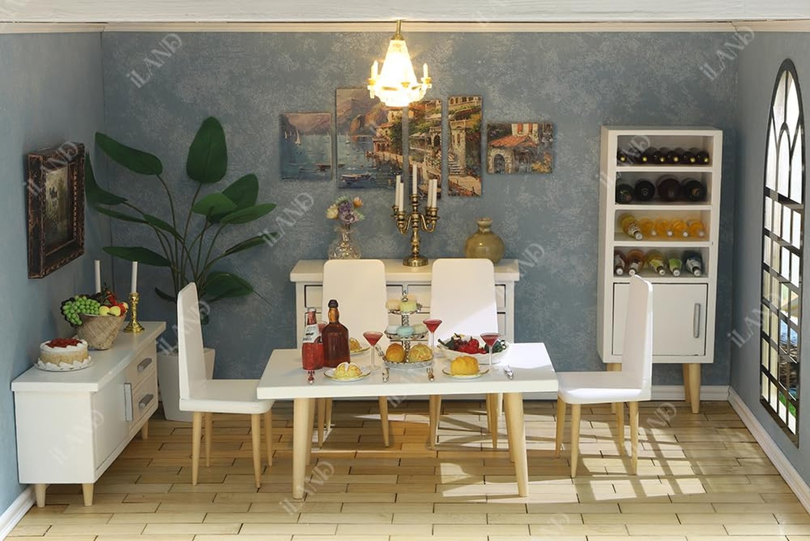 iLAND Dollhouse Furniture on 1/12 Scale of Dining-Room, Wooden Doll House Fur…