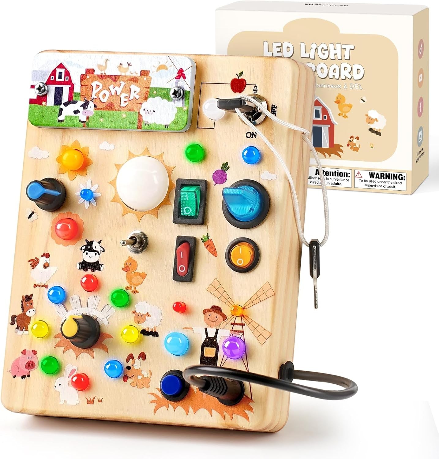 Educational Sensory Board with LED Lights – Safe Fun for Toddlers 1-3
