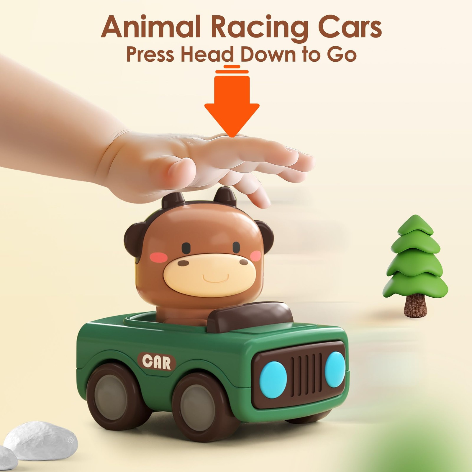 iPlay, iLearn Press to Go Car Toys for Toddlers 1-3, Baby Medium, Multicolors