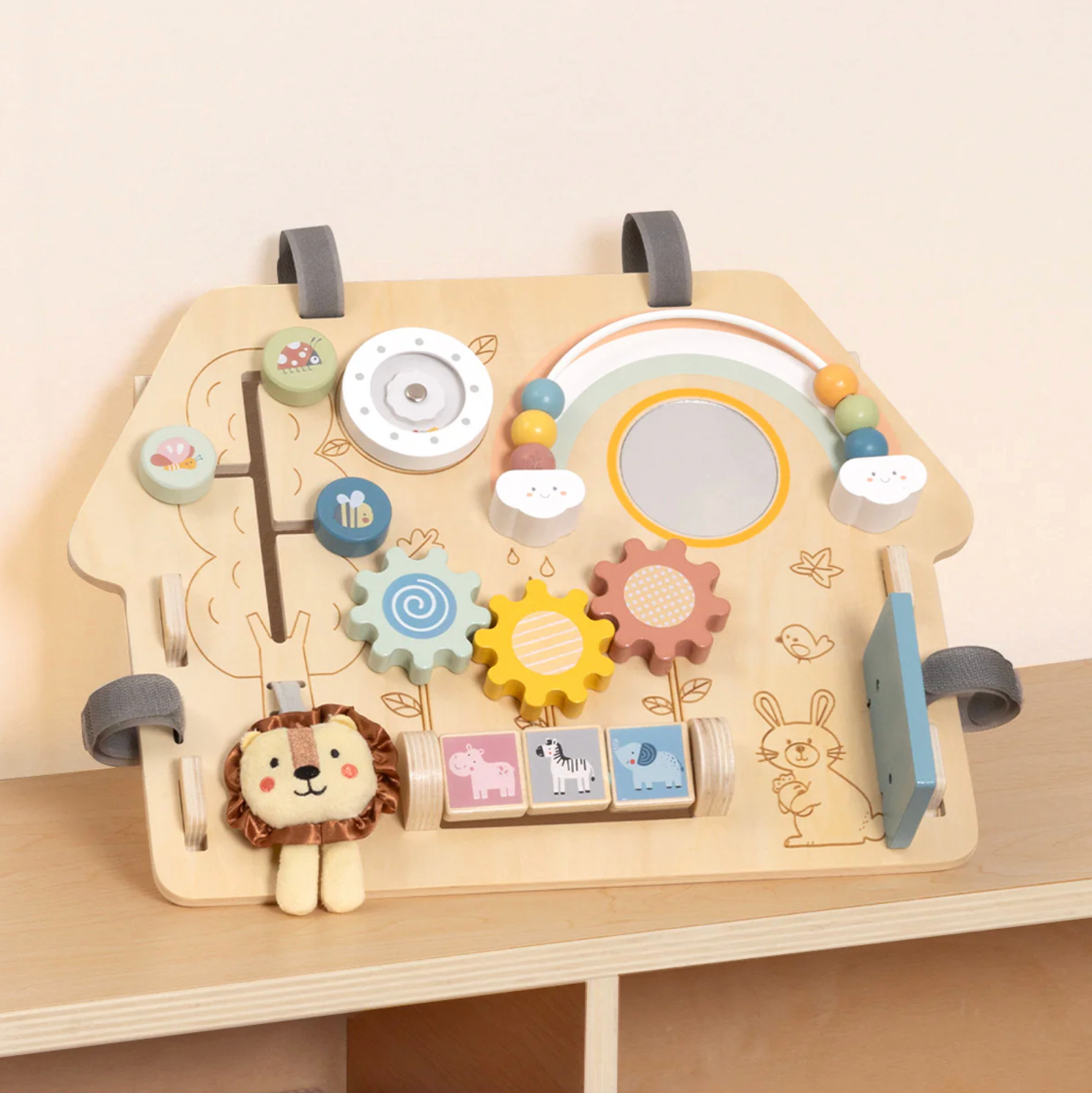 Wooden Toddler Busy Board Sensory Activity Toy Montessori Learning Board