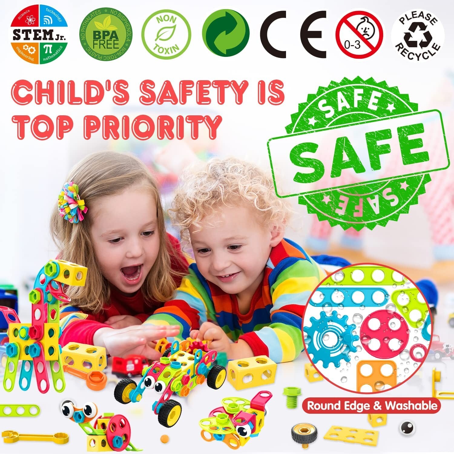 NXONE 195 PCS Educational STEM Toys for Boys and Girls Ages 3 4 5 6 7 8 9 10 …