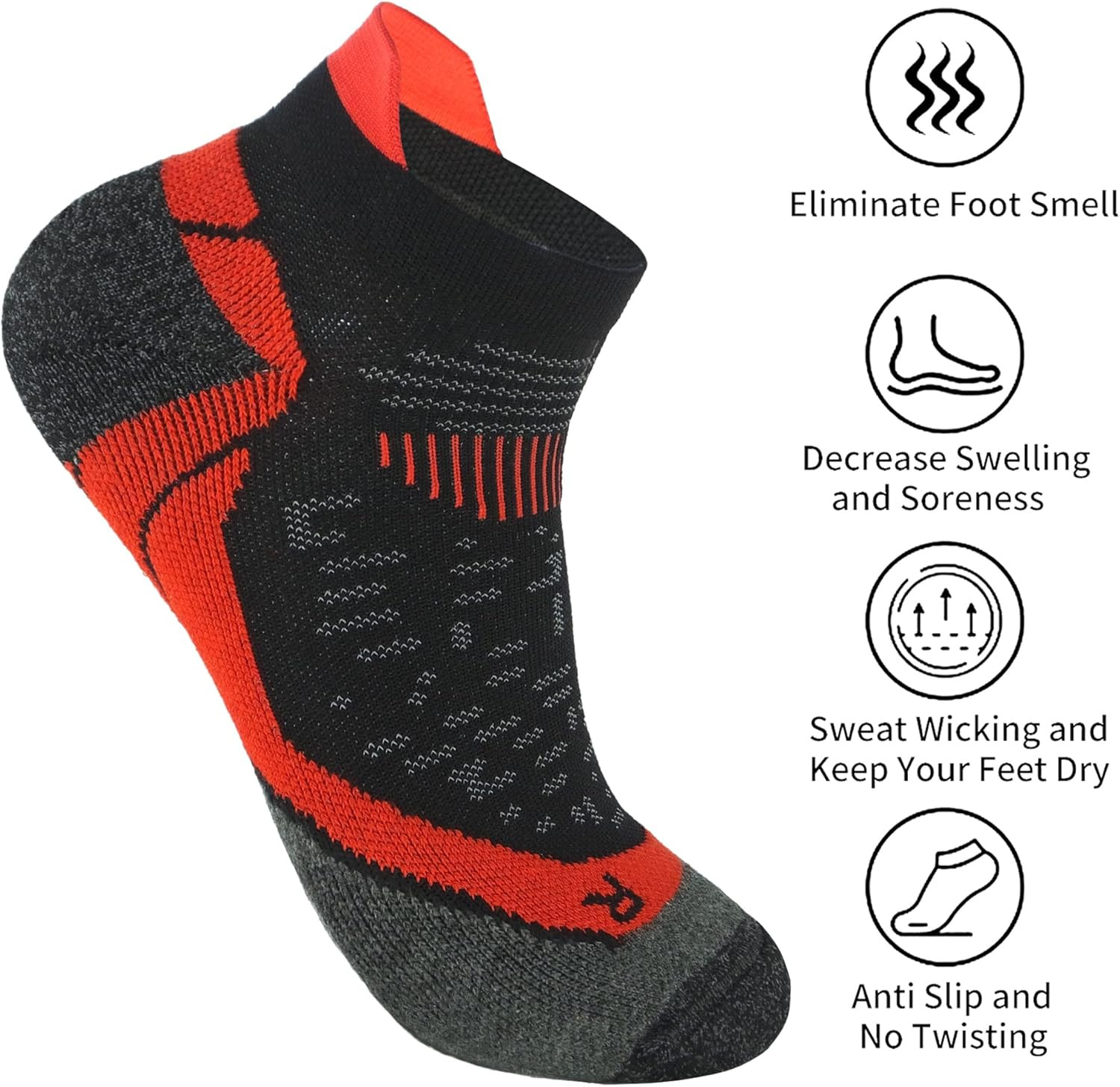 Mens and Womens Anti Odor Quick Dry Sweat Resistant Padded Low Cut/Quarter Compr