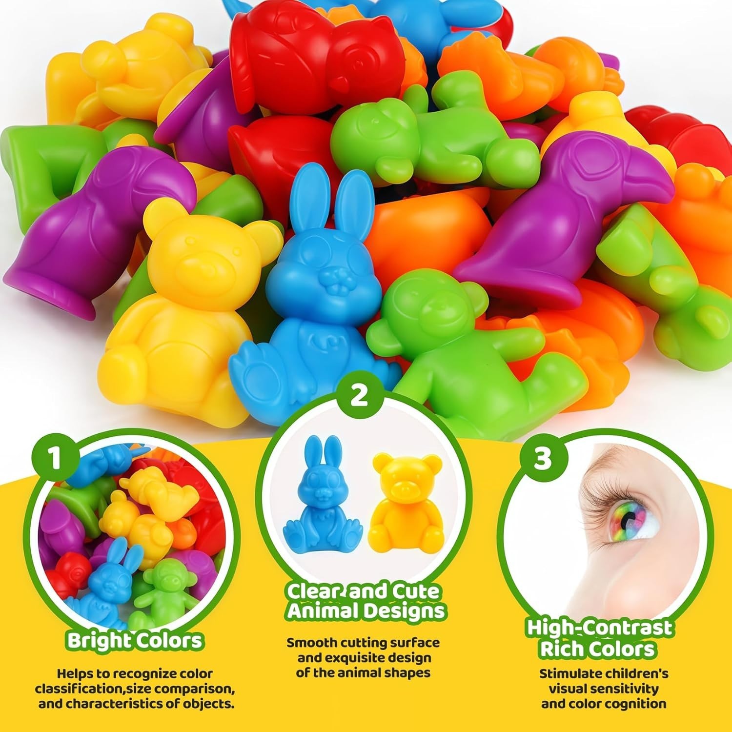 Counting Animals Color Sorting Matching Games with Sorting Bowls Montessori S…
