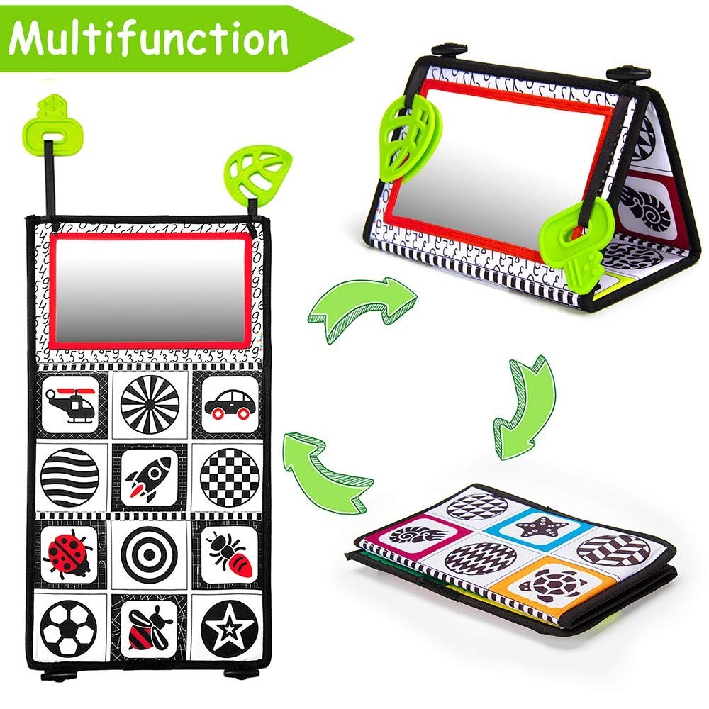 teytoy Tummy Time Baby Mirror Toys with Teethers, Double Black Medium,