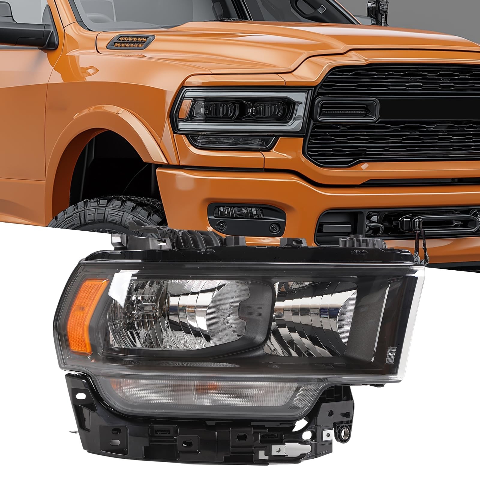 Headlights Assembly Compatible with Dodge Ram 2500 2019-2024, Halogen Passeng…