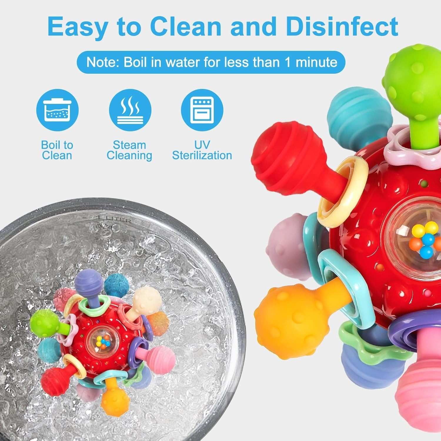 Baby Sensory Toys for 0-6 6-12 Months Food Grade Teething Toy Gift for Boys Girl