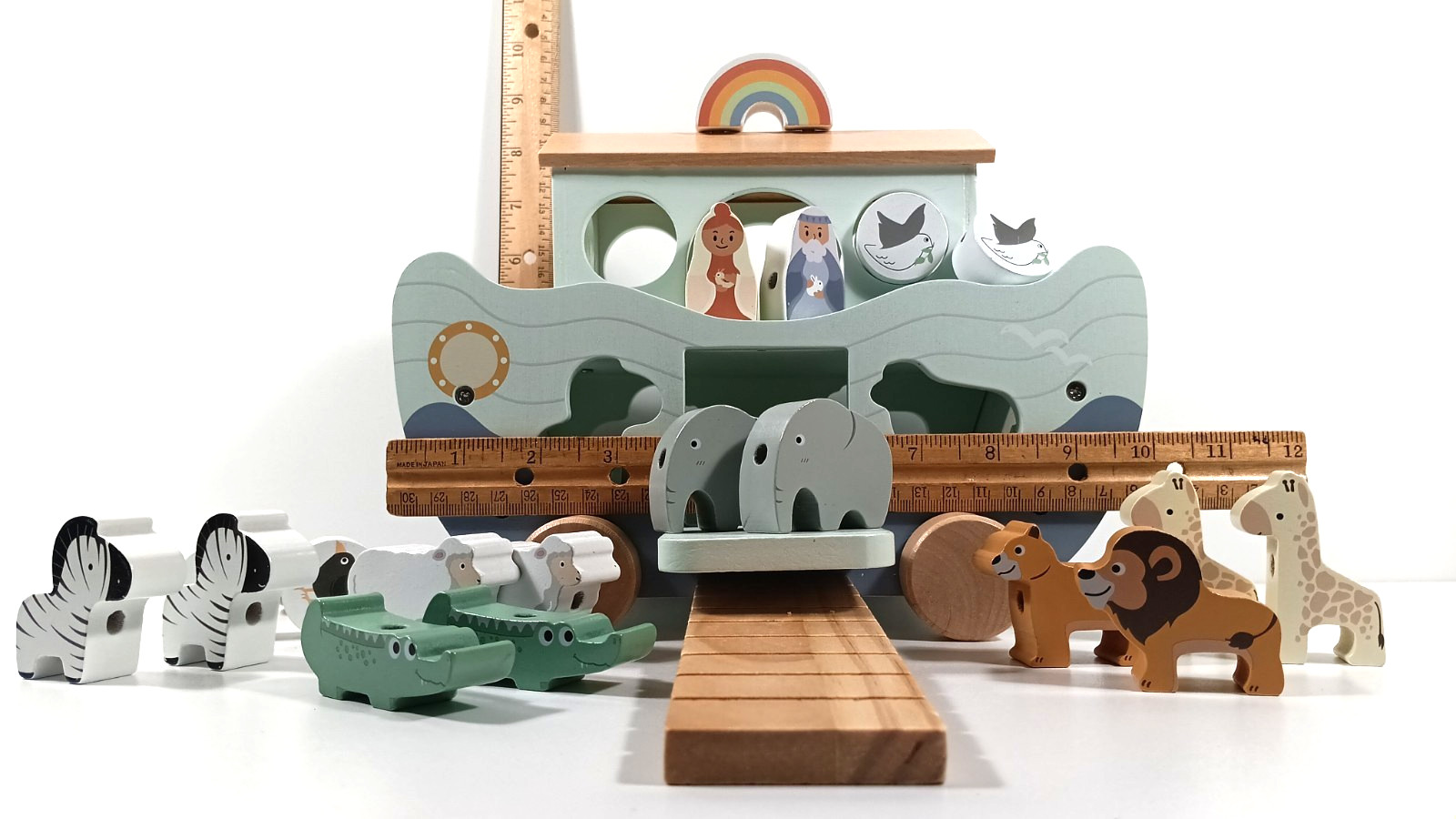 Joyreal Wooden Noah’s Ark Toy for 1-5 Year Old Educational Toy Christian Toys