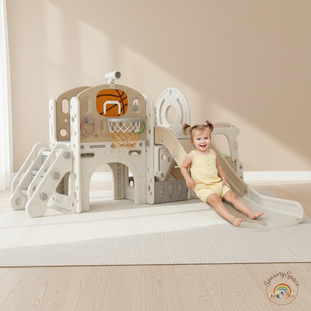 9 In 1 Kids Slide Climber Playset w/Tunnel Basketball Hoop Indoor Outdoor Toys