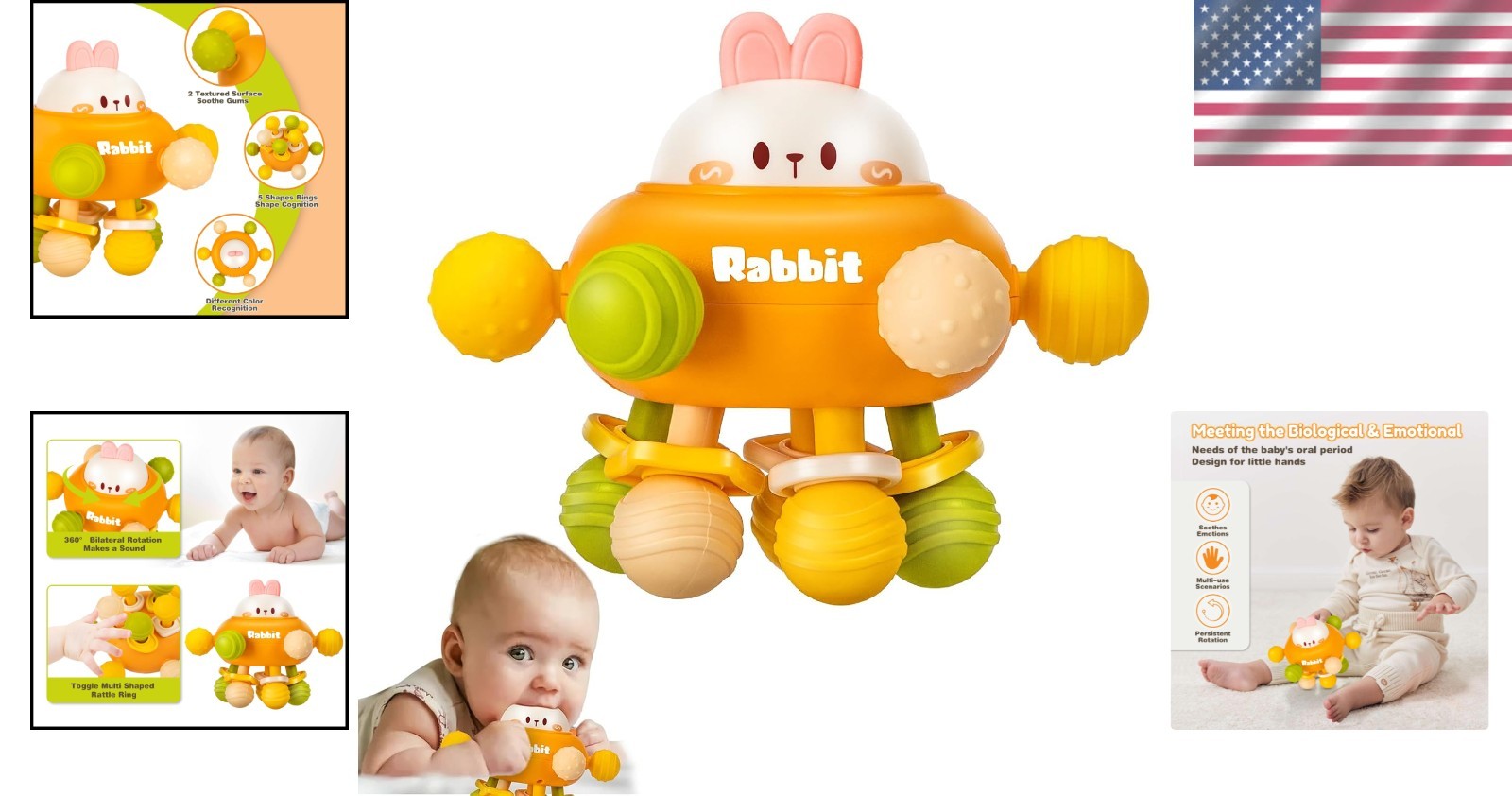 Easter Bunny Baby Sensory Teething Toy