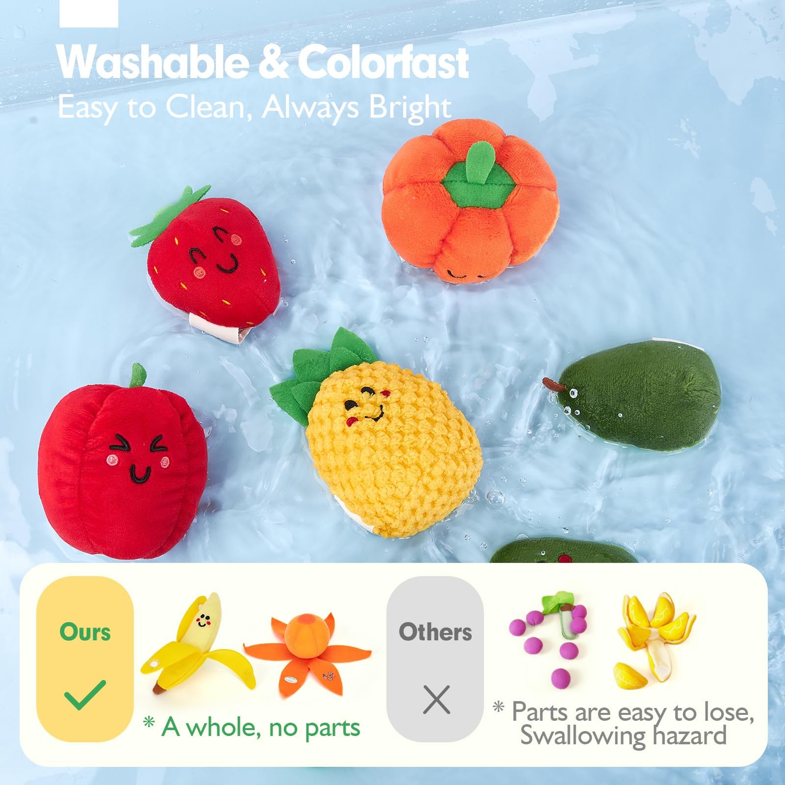 hahaland Baby Sensory Toys – 16 PCS My First Fruit Red, Green, Yellow, Orange