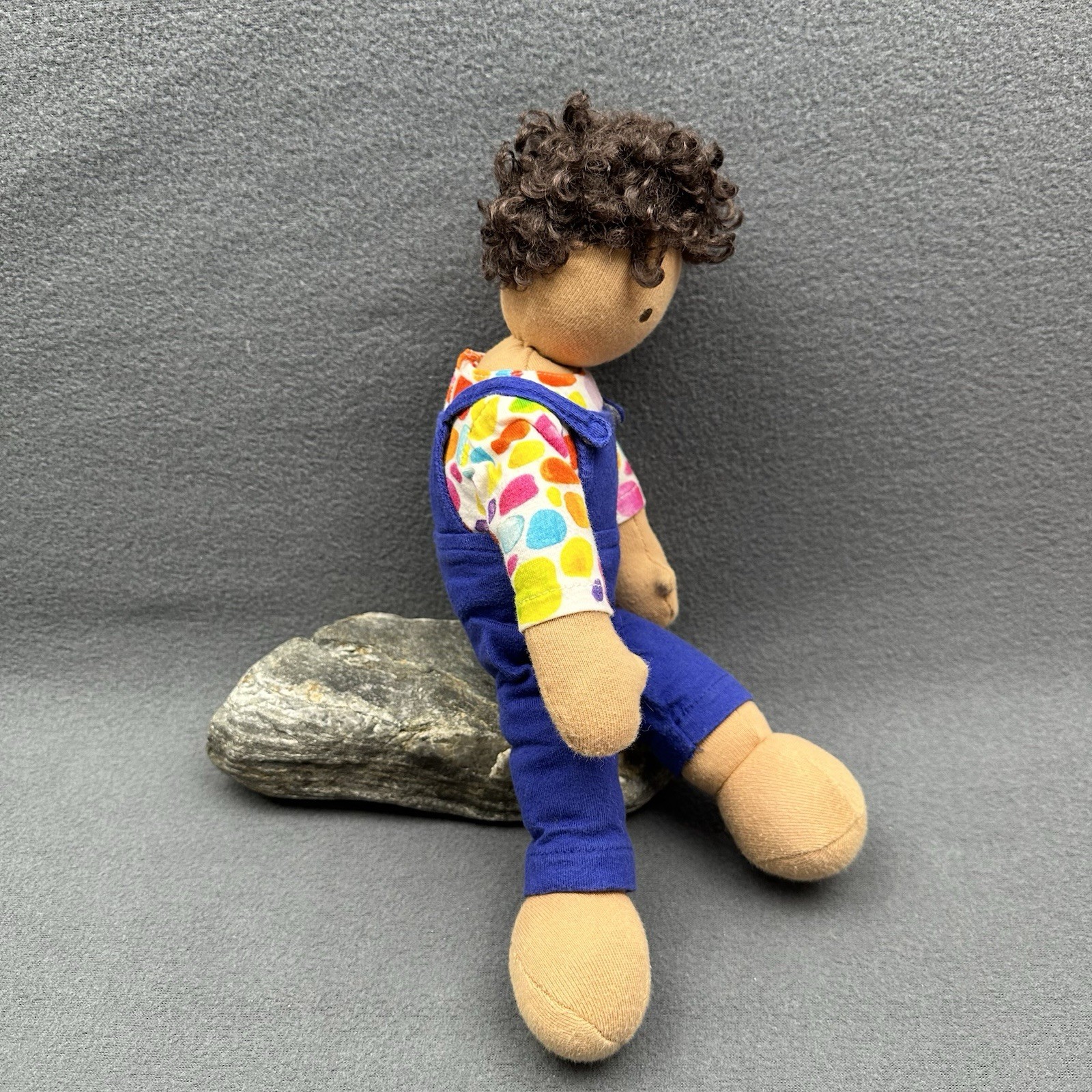 LOVEVERY Doll Avery Blue Overall Plush Baby Gender Neutral 13″ Tall *defect*