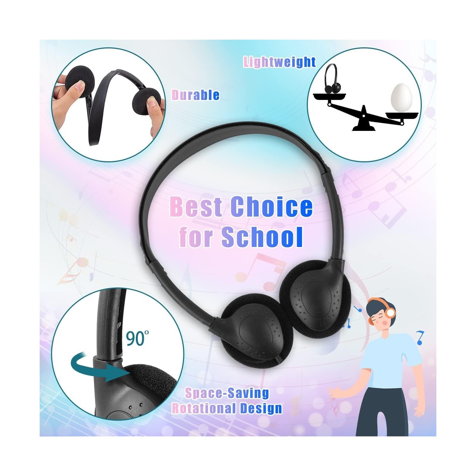 Bulk Headphones 100 Packs Multi Color for School Classroom Kids, Wholesale Cl…