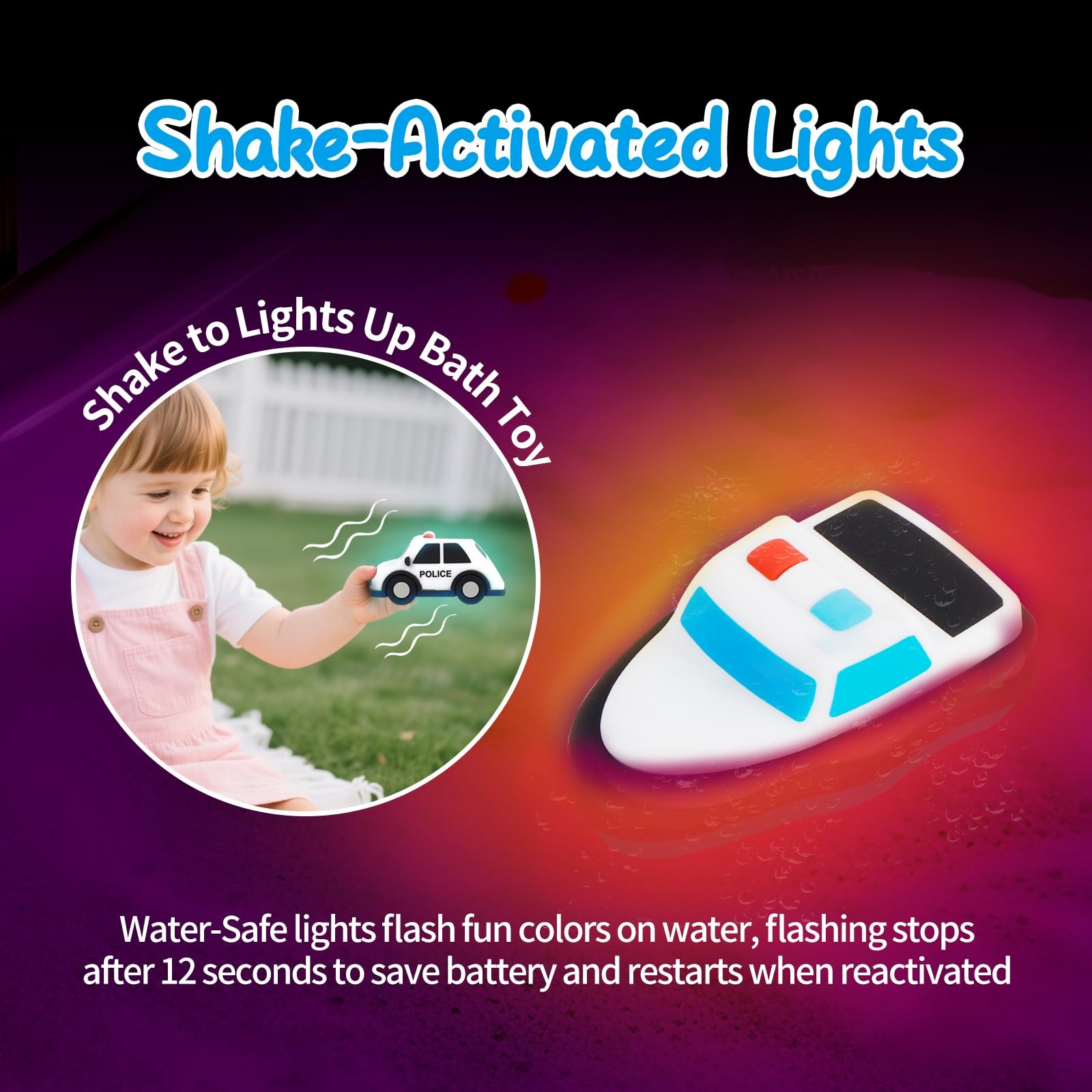 Sterofari Light Up Bath Toys 6 Pack, 4.92 x 5.91 x 1.97 inches, Multicolor