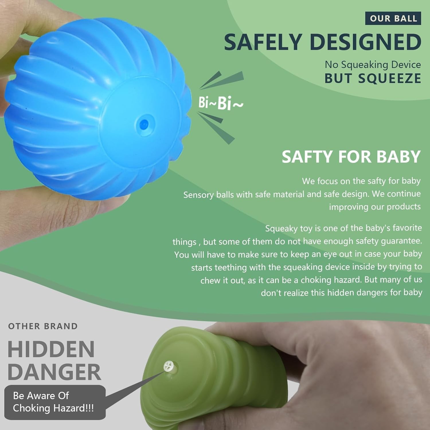 Gentle Squeaky Foam Balls for Tactile Exploration – Ideal for Babies 6-12