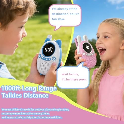 Kids Walkie Talkies for 3-12 Year Old Boys & Girls – Rechargeable Blue+Pink