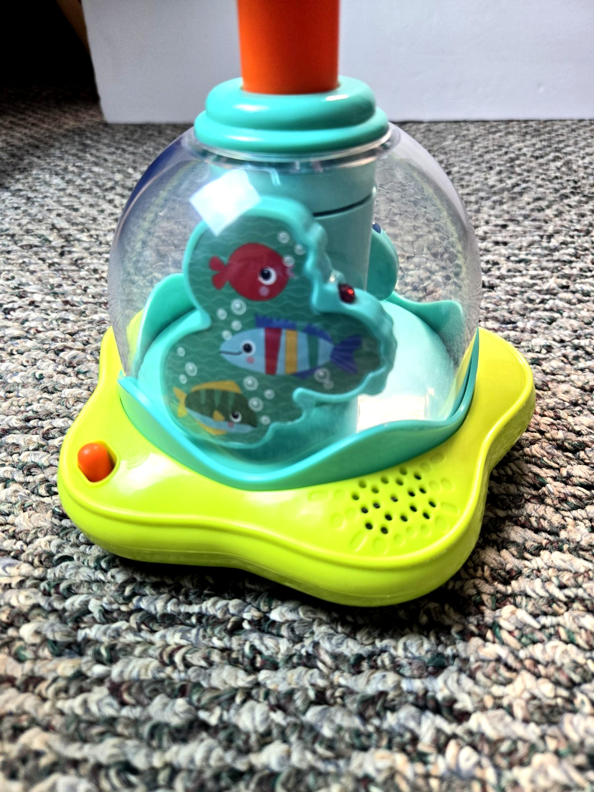 Bright Starts Press & Glow Spinning Top w/Lights & Music Toy Ages 6-36 mos.