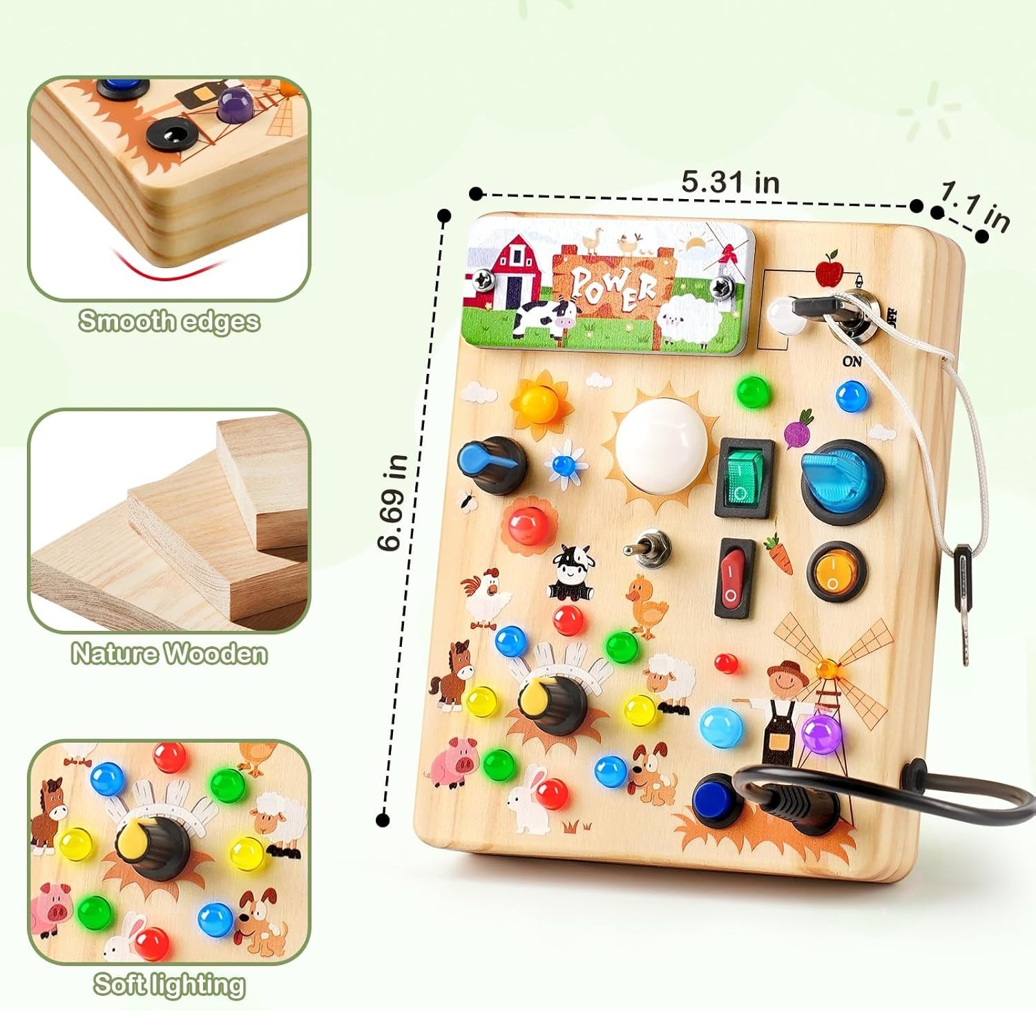 Educational Sensory Board with LED Lights – Safe Fun for Toddlers 1-3