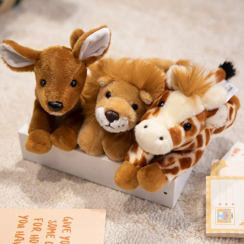 22cm Forest Animal Plush Toy – Lion Tiger Fox Deer Zebra Stuffed Animal Gift