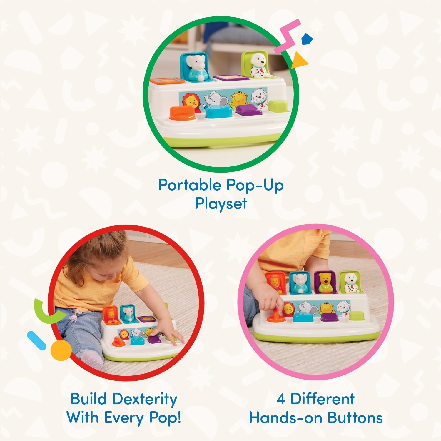 Battat – Cause-and-Effect Toy – Developmental with Buttons Medium, Multi