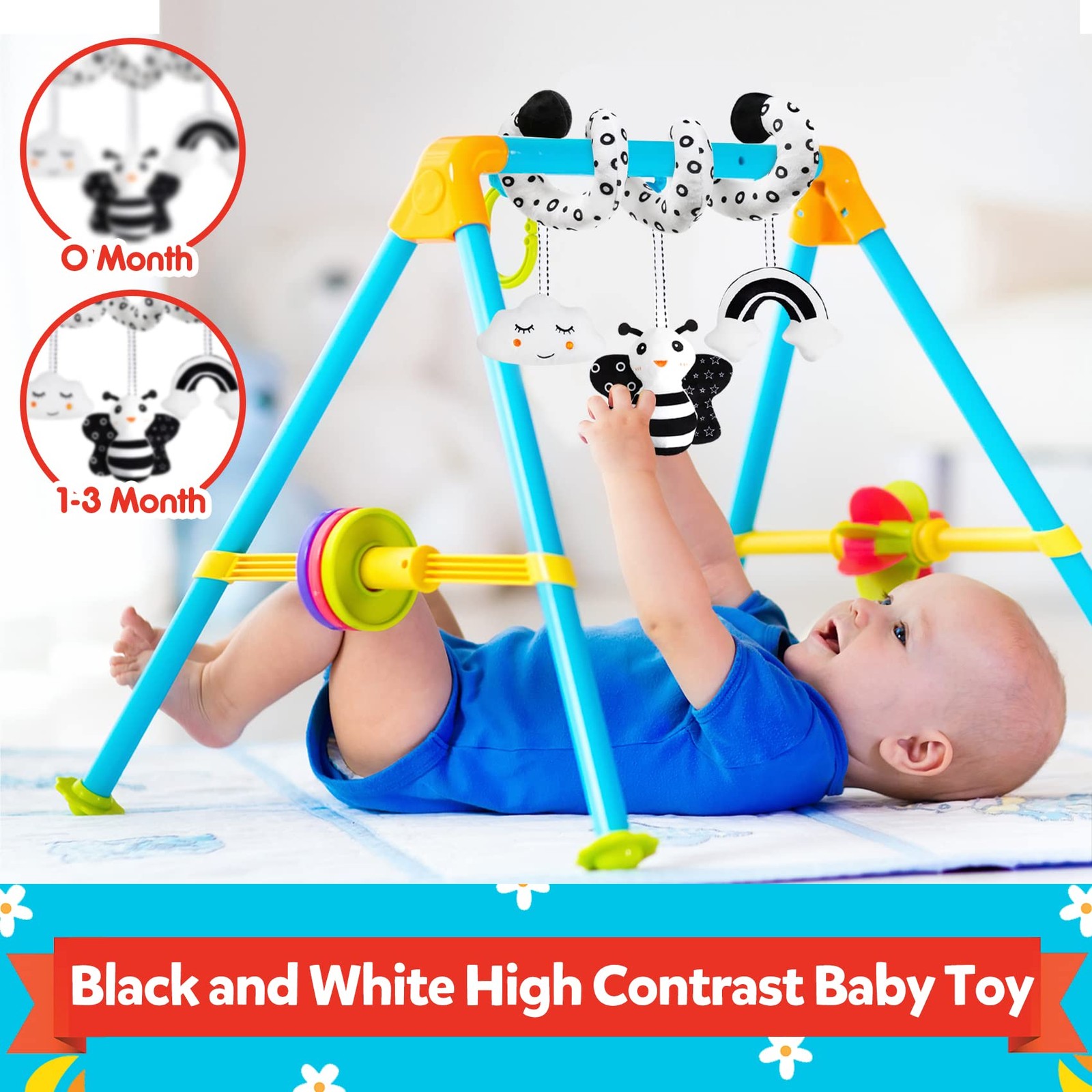Baby Spiral Hanging Stroller and Car Seat Toys Black and White High Contrast …