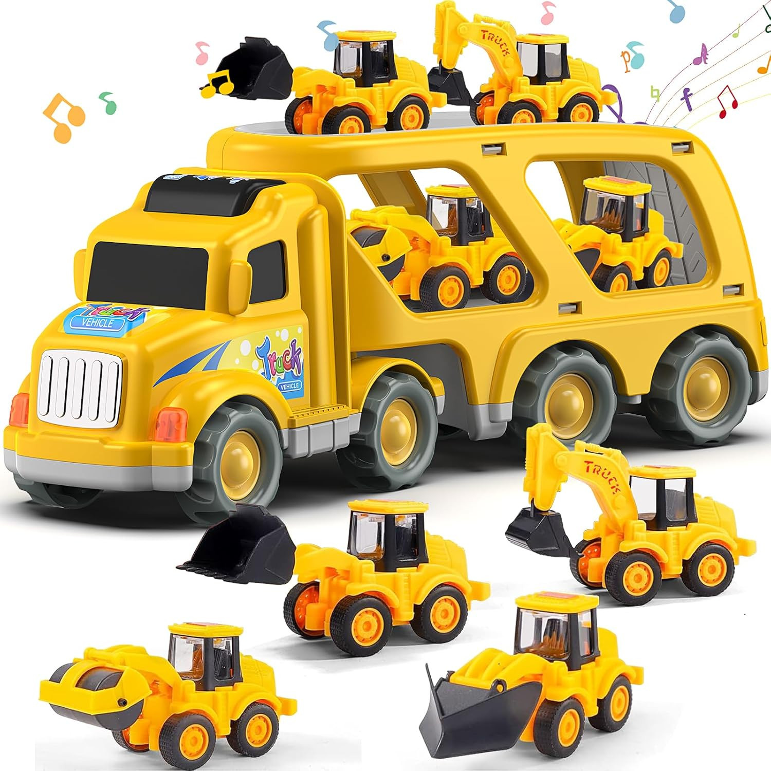 Construction Truck Toys for Boys Girls Age 3 4 5 6 Years Old，Carrier Transport T