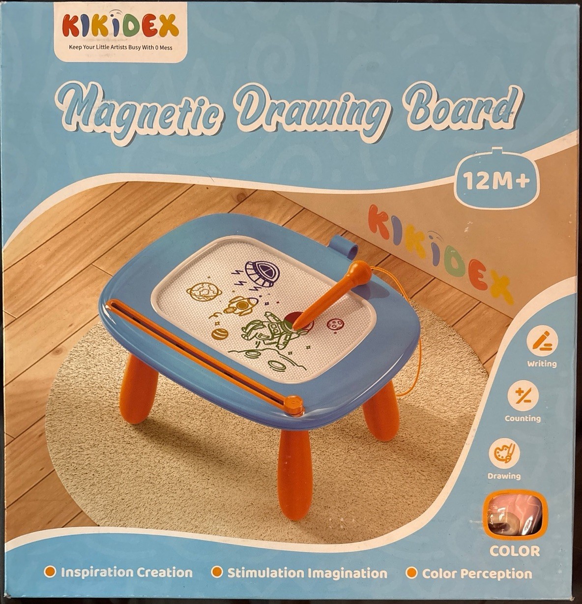 New Kikidex Magnetic Drawing Board – Toddler Writing & Learning Toy (12M+)