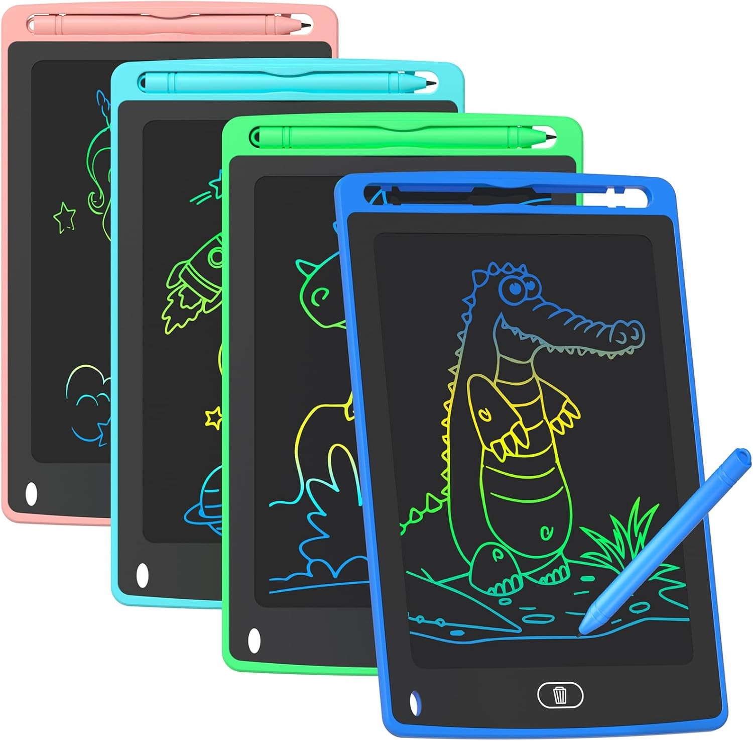 4 Pack LCD Writing Tablet for Kids, 8.5 Inch Colorful Doodle Board Drawing Ta…