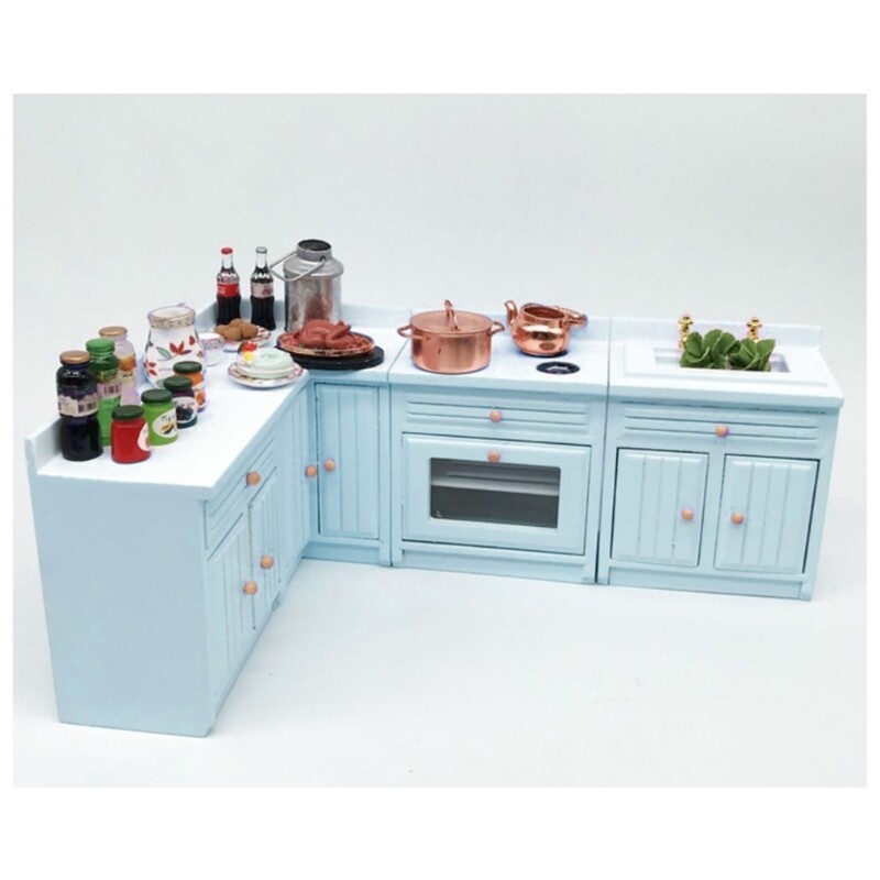 Realistic Kitchen Cabinet Set for 1/12 Scale Dollhouses Furniture Model Set