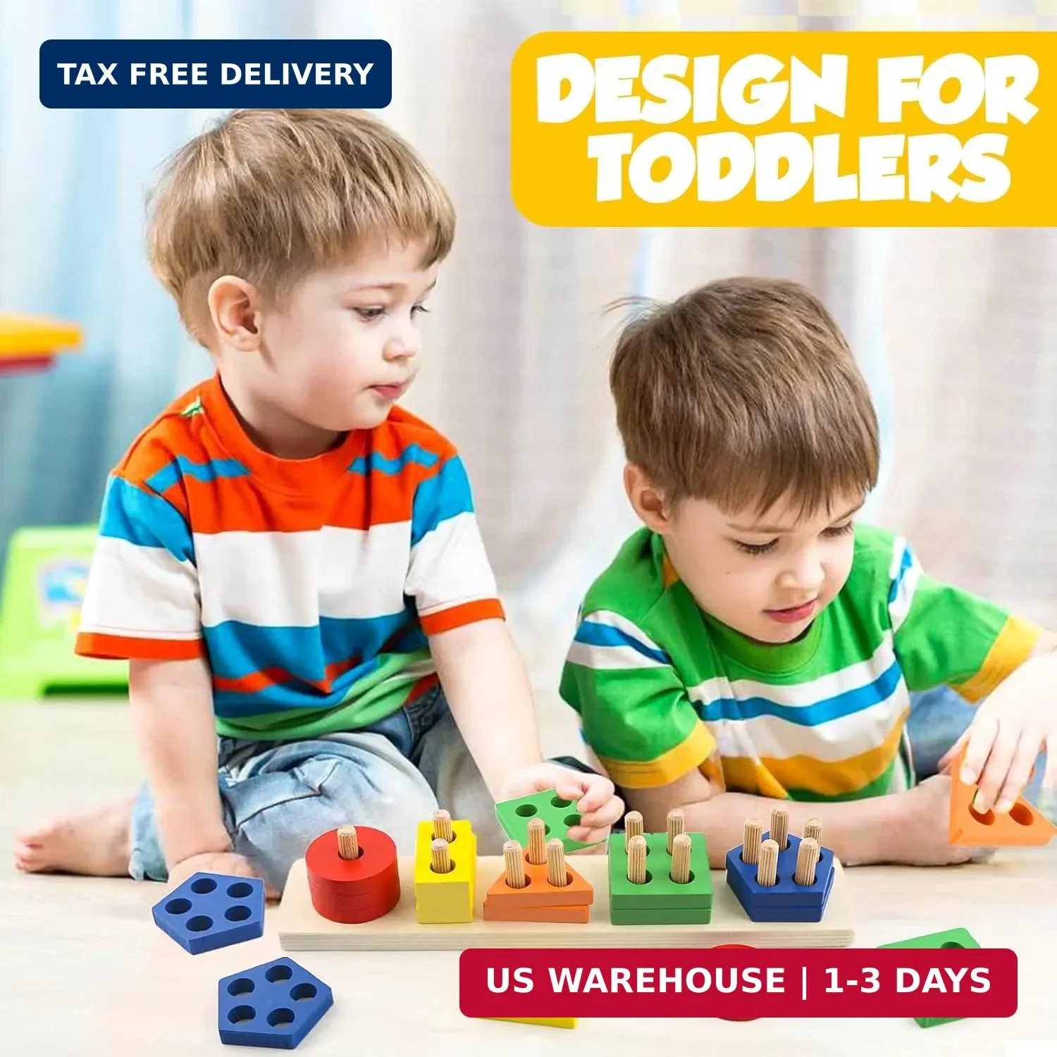 Montessori Toys for 1 2 3 Year Old Girls Boys, Wooden Sensory Toys for 1-3 Year