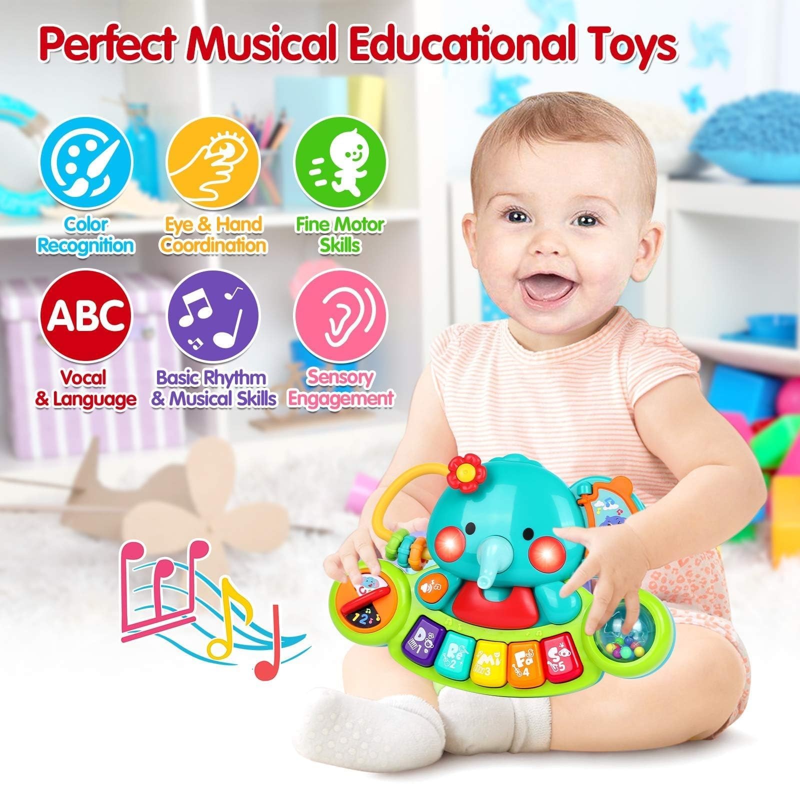 Baby Piano Toy 6 to 12 Months Light Up Music Baby Toys for 6 9 12 18 Months E…